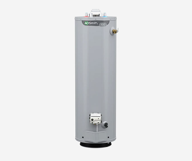Product photo of gray AO Smith water heater
